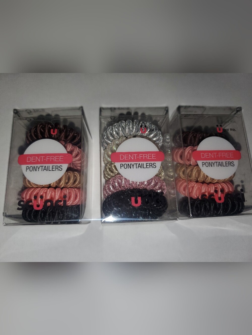 scunci Assorted Colors Dent-Free Ponytailers Pack 3 pks